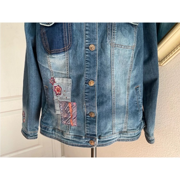 Vintage America Patchwork Jean Jacket size 1x EUC NWOT - Picture 2 of 8